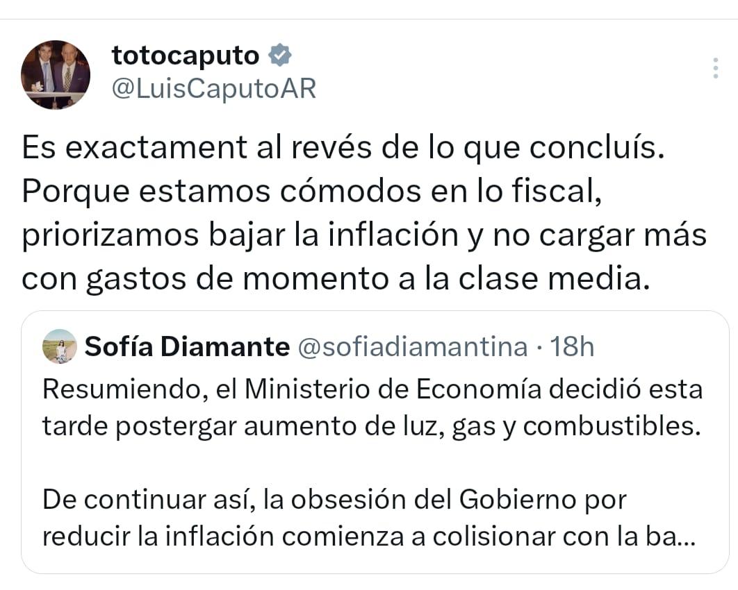 Caputo justificó la suspensión de los ajustes en tarifas: No hay que cargar más a la clase media