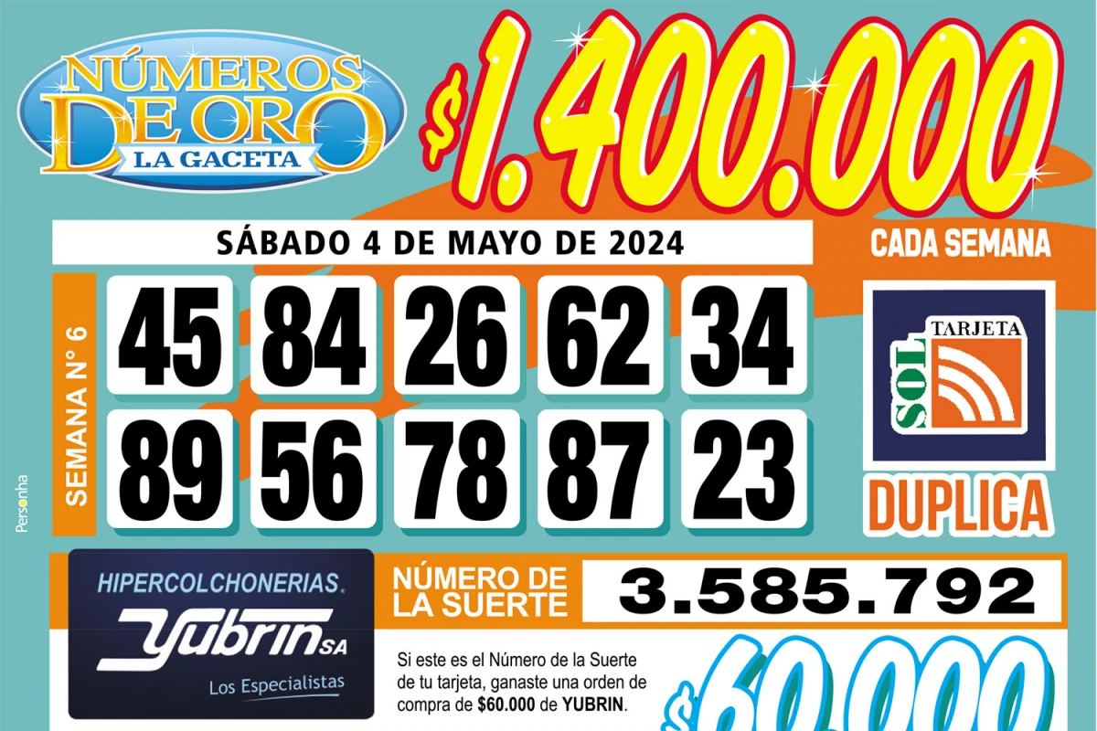 Los Números de Oro de LA GACETA del 4 de mayo de 2024