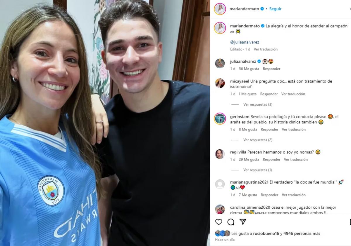 La dermatóloga de Julián Álvarez mostró en las redes el regalo que le hizo el delantero