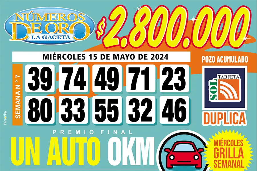 Los Números de Oro de LA GACETA del 15 de mayo de 2024