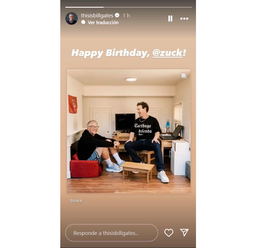 Gates compartió el posteo de Zuckerberg y lo felicitó por su cumpleaños.