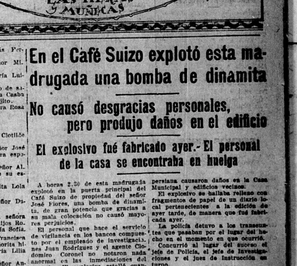 EXPLOSIÓN. La noticia se conformó cerca de las 4 de la mañana a pocas horas de producido el atentado en el café Suizo.