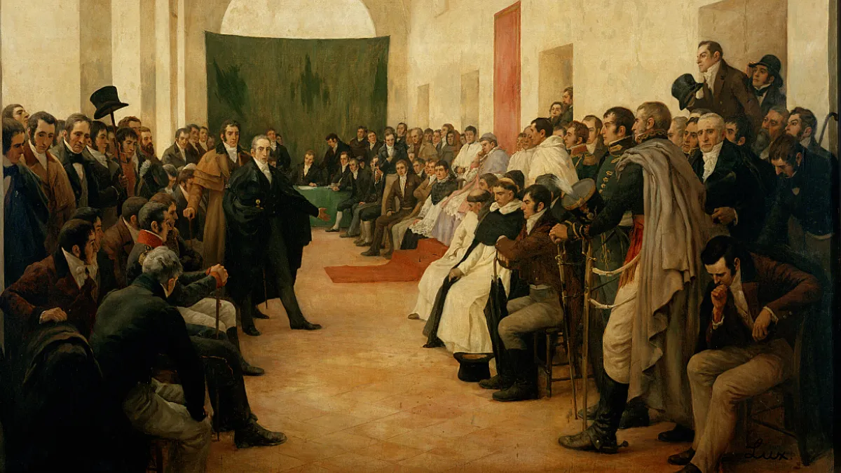 En un Cabildo Abierto, una multitud exigía la renuncia del virrey Baltasar Hidalgo de Cisneros