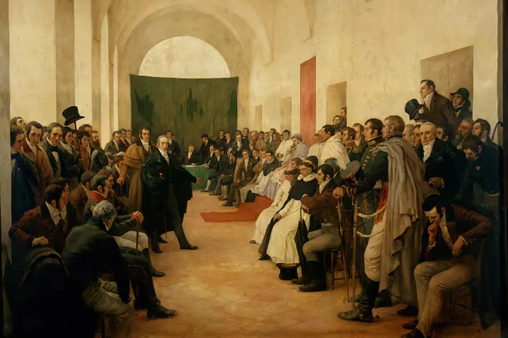 Pintura al óleo de Pedro Subercaseaux en representación del 22 de mayo
