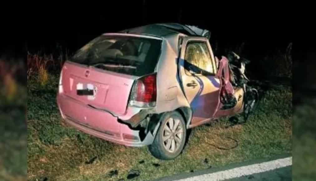 El auto que conducía el dirigente agrario.