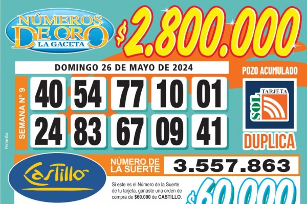 Los Números de Oro de LA GACETA del 26 de mayo de 2024