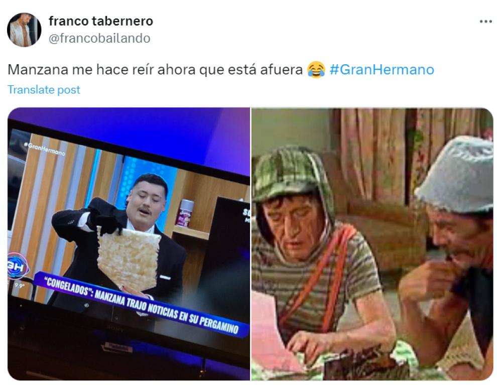 Entró Manzana a la casa de Gran Hermano y estallaron los memes