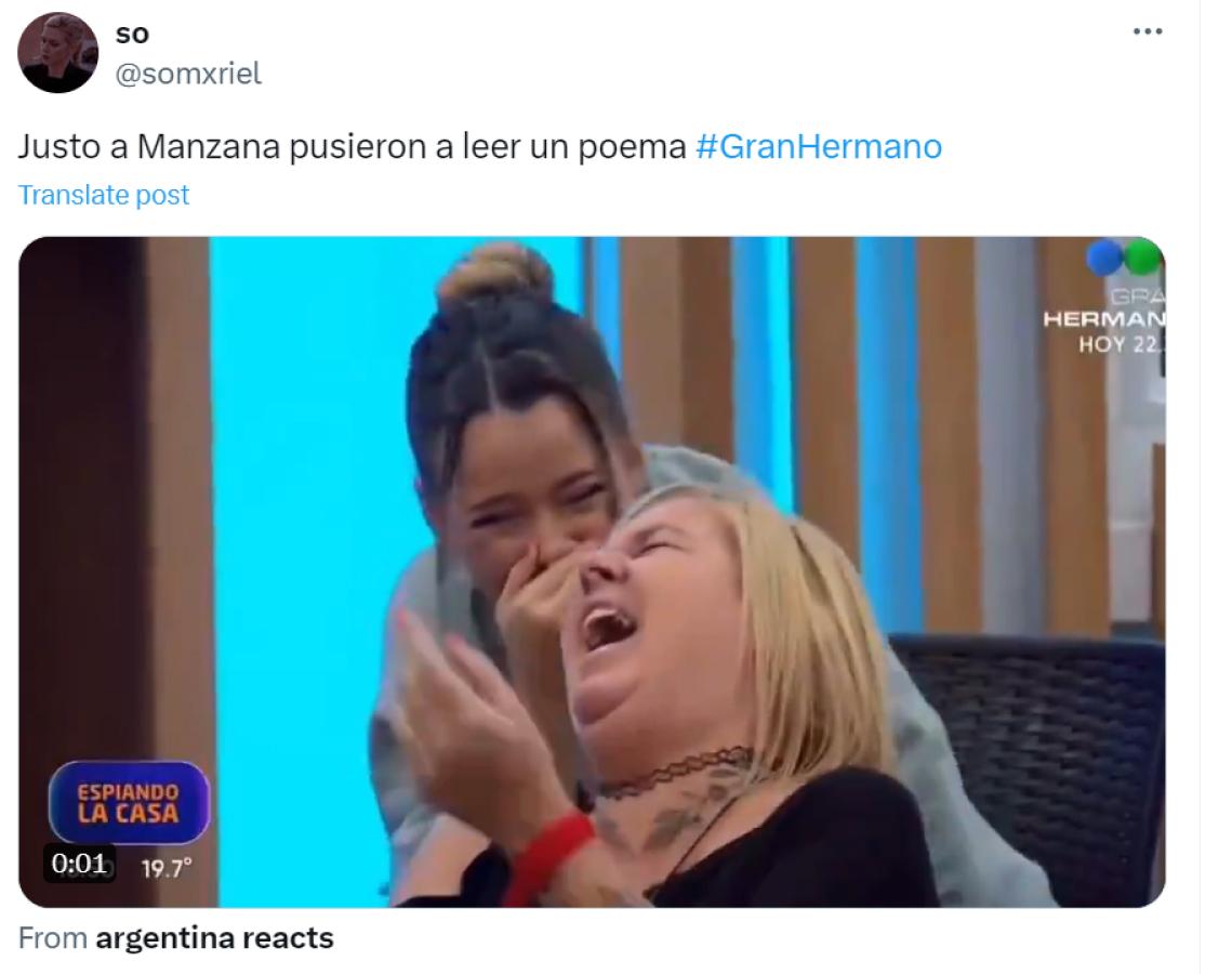 Entró Manzana a la casa de Gran Hermano y estallaron los memes