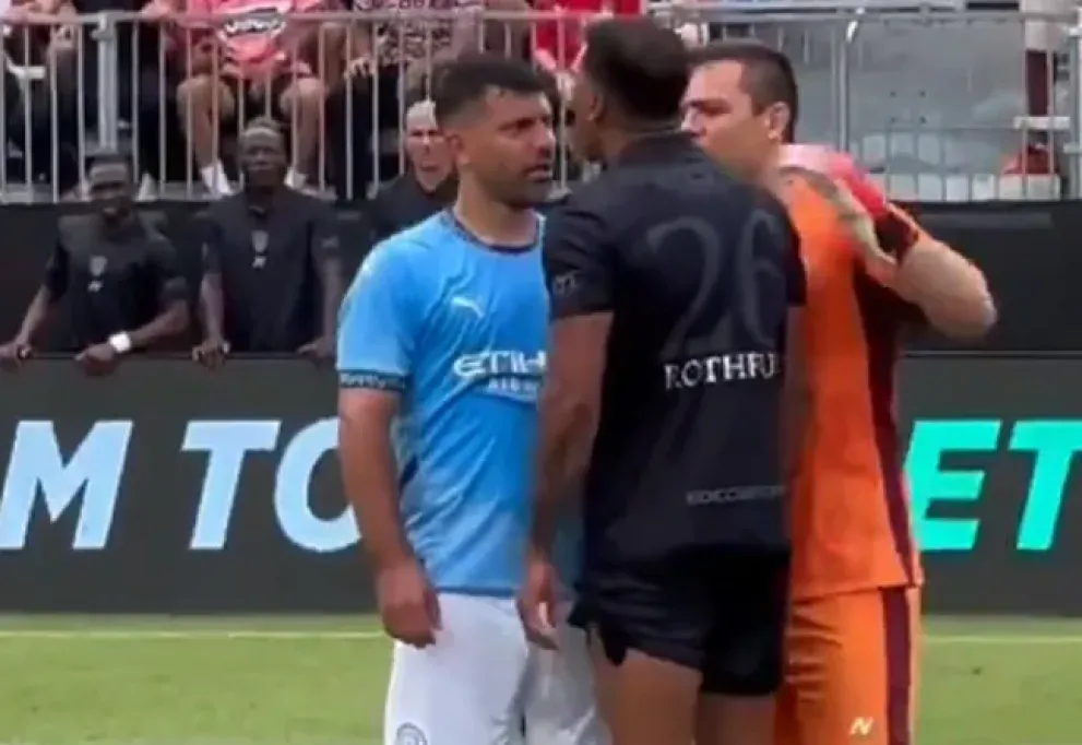 El picante cruce del “Kun” Agüero en el Mundial de fútbol 7