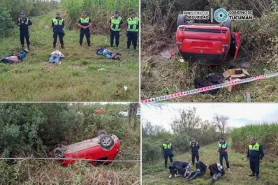 Una banda de asaltantes fue atrapada tras volcar el auto en el que huían