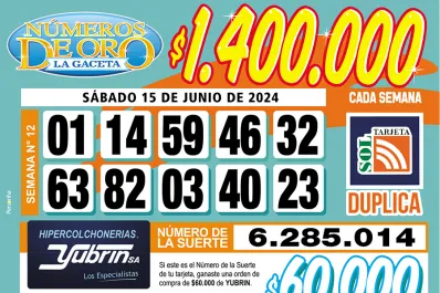 Los Números de Oro de LA GACETA del 15 de junio de 2024