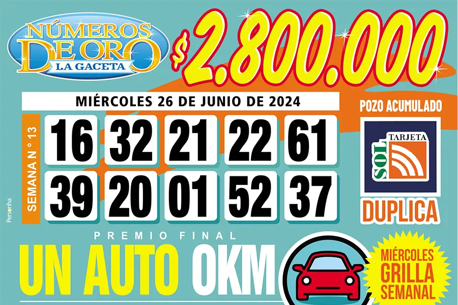 Los Números de Oro de LA GACETA del 26 de junio de 2024