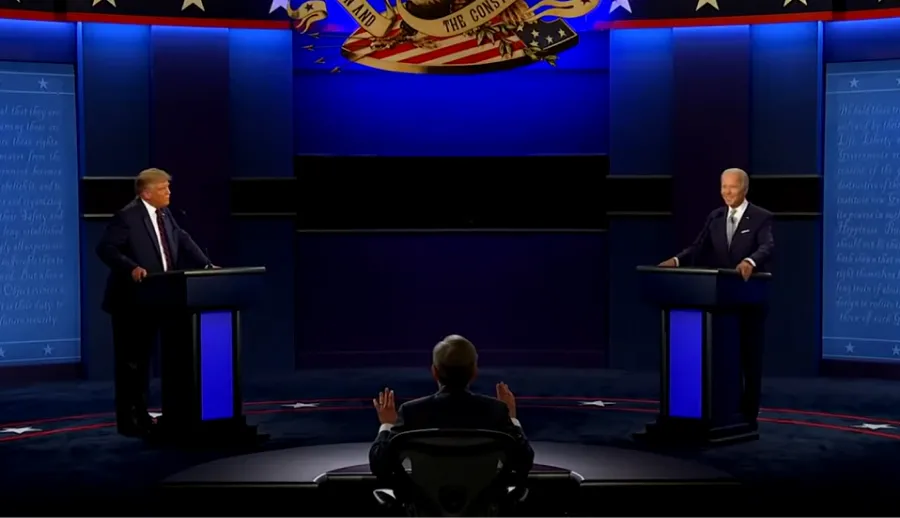 LA ÚLTIMA VEZ. Escena del debate que Donald Trump y Joe Biden sostuvieron en 2020. / CAPTURA DE PANTALLA