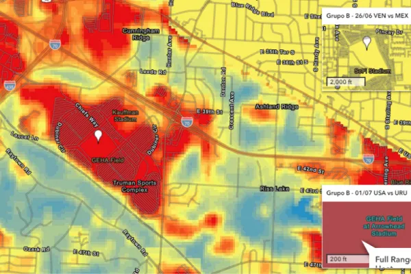 Un mapa actualiza el calor extremo en los estadios de la Copa América 2024