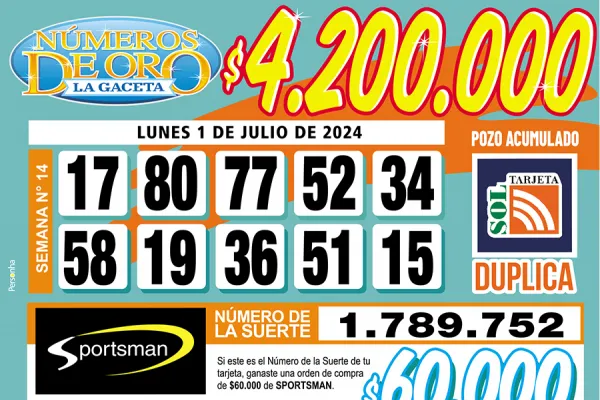 Los Números de Oro de LA GACETA del 1 de julio de 2024