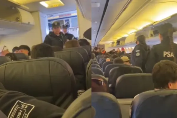 Video: un egresado que viajaba a Bariloche fue detenido por prender un cigarrillo en el avión