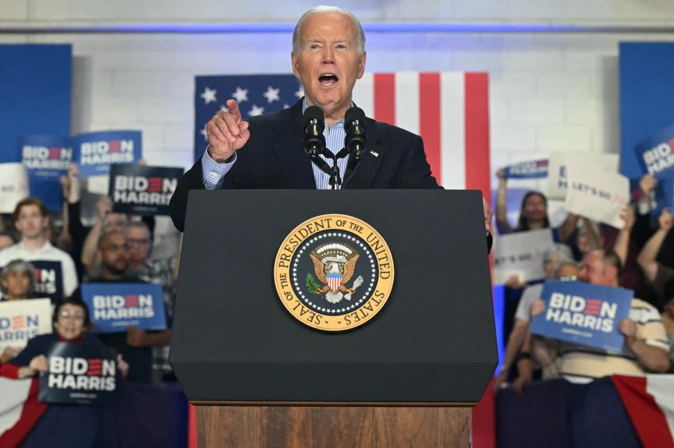 CAMPAÑA. Biden habló en un acto en Wisconsin, al norte del país.  