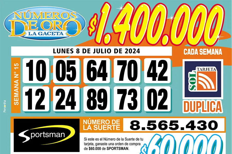 Los Números de Oro de LA GACETA del 8 de julio de 2024