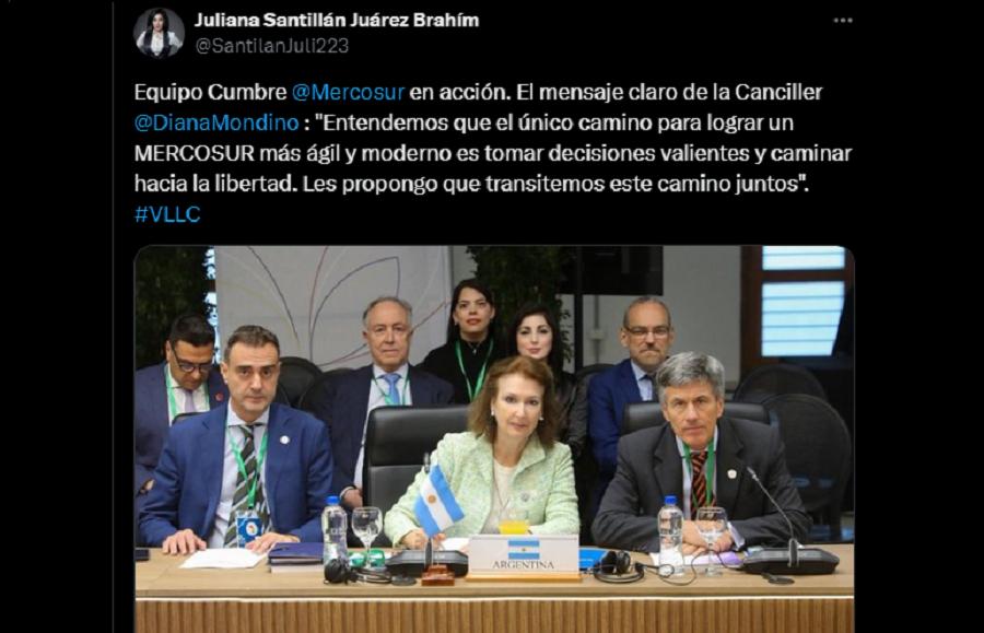 El posteo de la diputada, que formó parte de la delegación Argentina. 