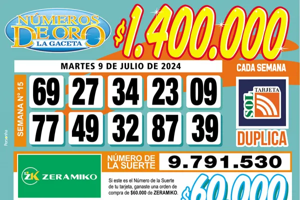Los Números de Oro de LA GACETA del 9 de julio de 2024