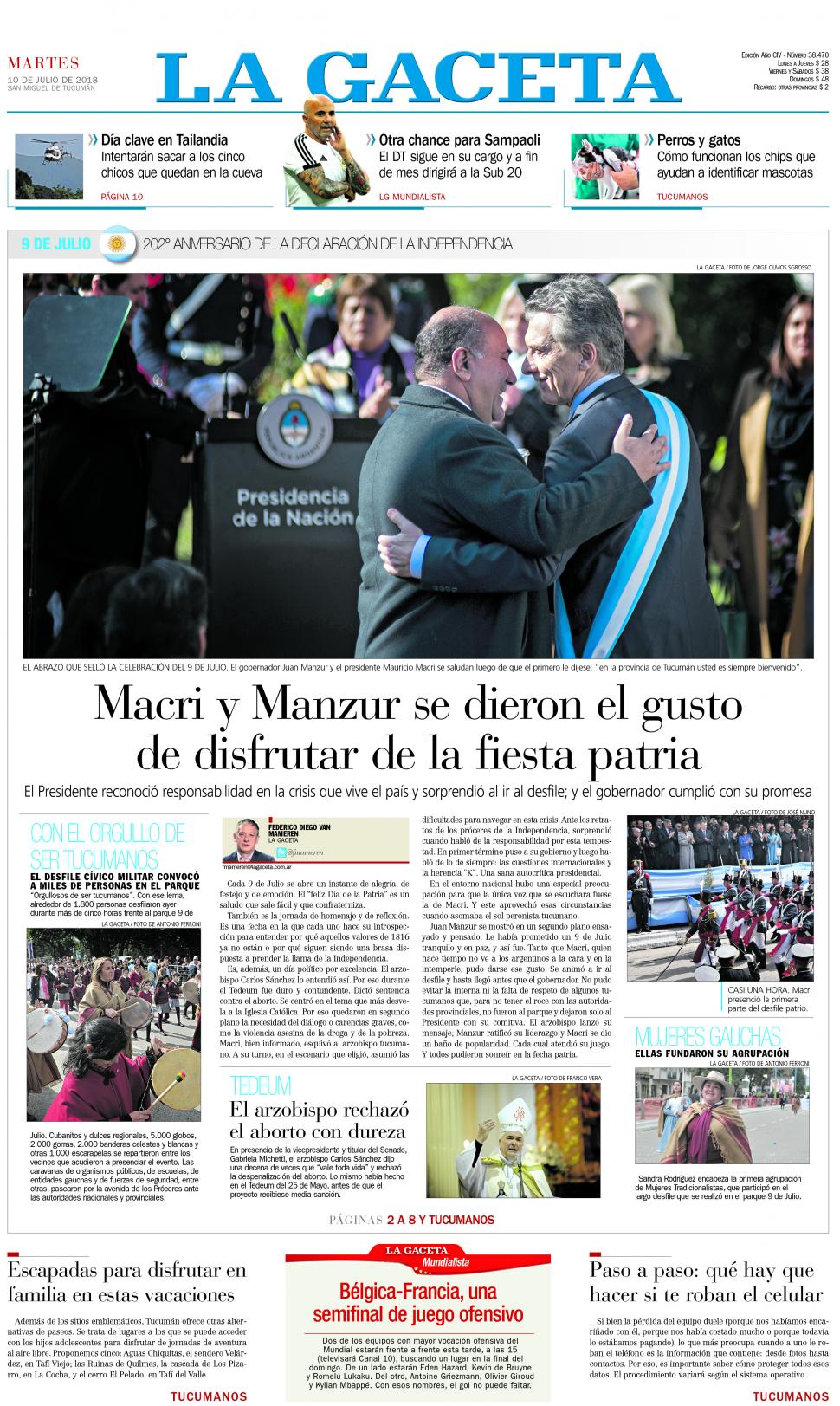 ABRAZO. En 2018 las diferencias entre el presidente Macri y el Gobernador quedaron de lado durante la fiesta.