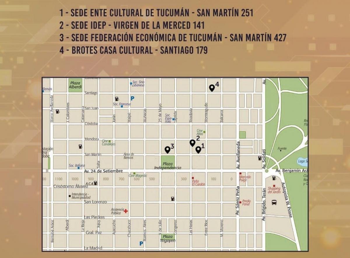 MAPA. Los organizadores brindaron un mapa con las sedes donde se realizarán las actividades. / INSTAGRAM @cdvt:oficial.