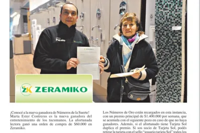 Números de la Suerte: Marta Ester Contreras ganó una orden de compra de $60.000 en Zerámiko