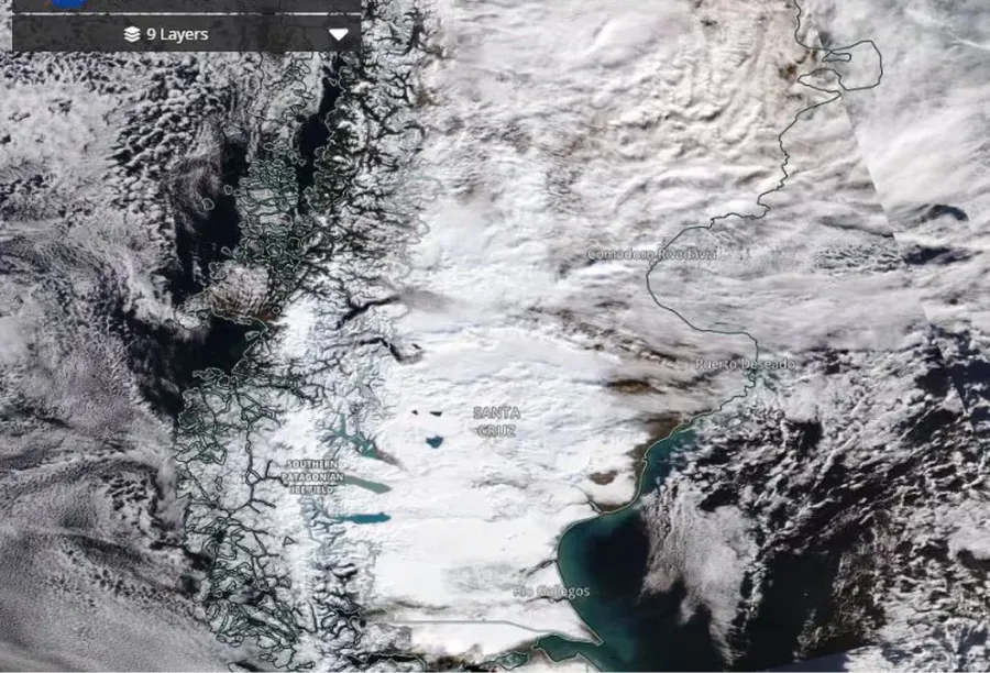 La NASA publicó una impactante foto de la Patagonia nevada