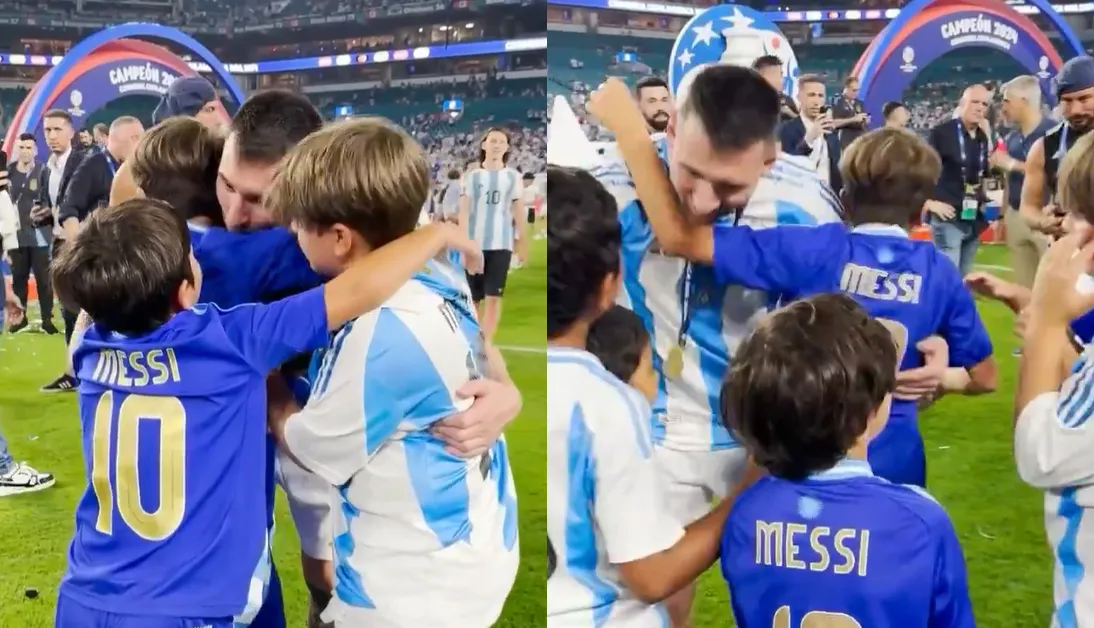 Video: el tierno festejo de Lionel Messi con sus hijos, tras la consagración de la Copa América