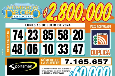 Los Números de Oro de LA GACETA del lunes 15 de julio de 2024
