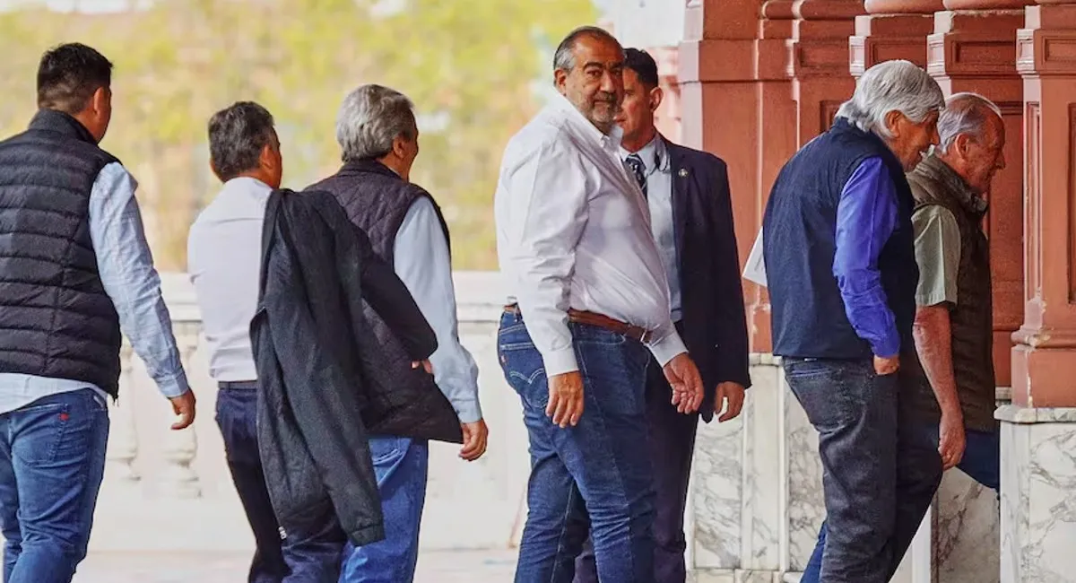 Los integrantes de la CGT en Casa Rosada.