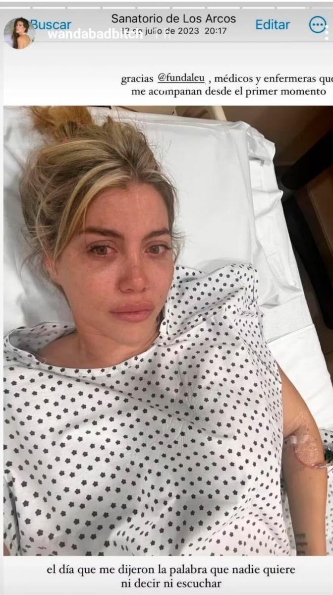 Wanda Nara mostró una de sus fotos más dolorosas: el día que fue internada con un diagnóstico de leucemia. 