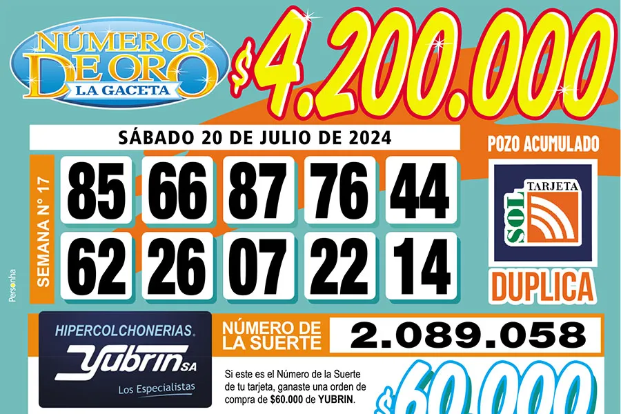 Los Números de Oro de LA GACETA del 20 de julio de 2024