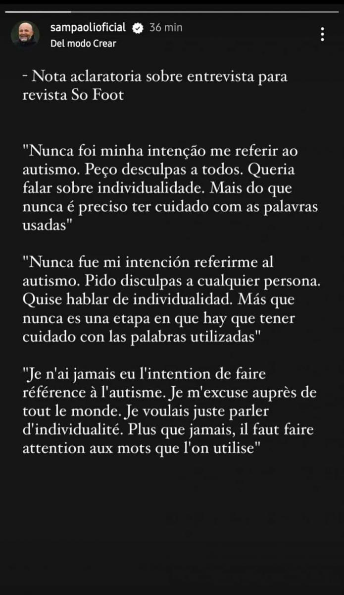 Jorge Sampaoli publicó un descargo tras la polémica frase sobre Dembelé: “Nunca fue mi intención”