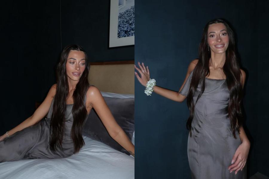 El look de Tiziana Sabatini para el casamiento de su hermana Oriana y Paulo Dybala.