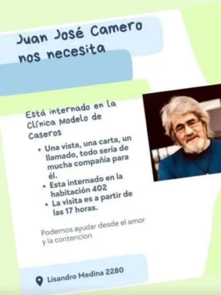 Internaron a Juan José Camero y se encuentra en estado crítico