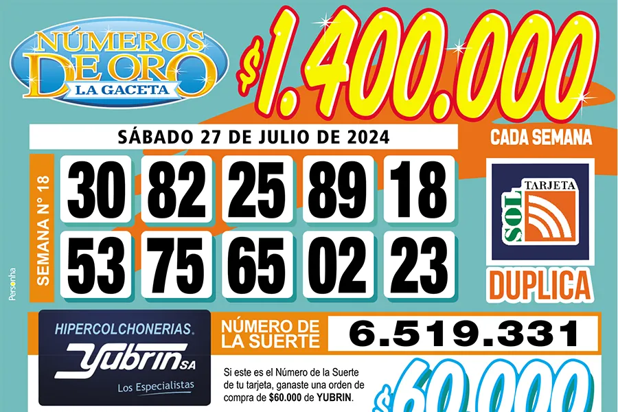 Los Números de Oro de LA GACETA del 27 de julio de 2024