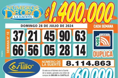 Los Números de Oro de LA GACETA del 28 de julio de 2024