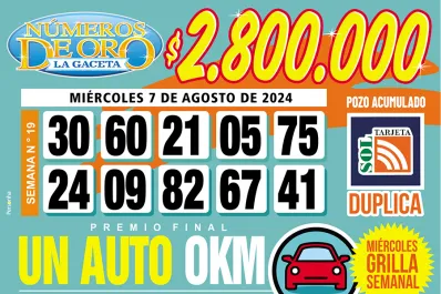Los Números de Oro de LA GACETA del 7 de agosto de 2024
