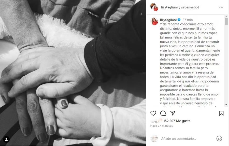 Lizy Tagliani compartió la primera foto junto a su hijo