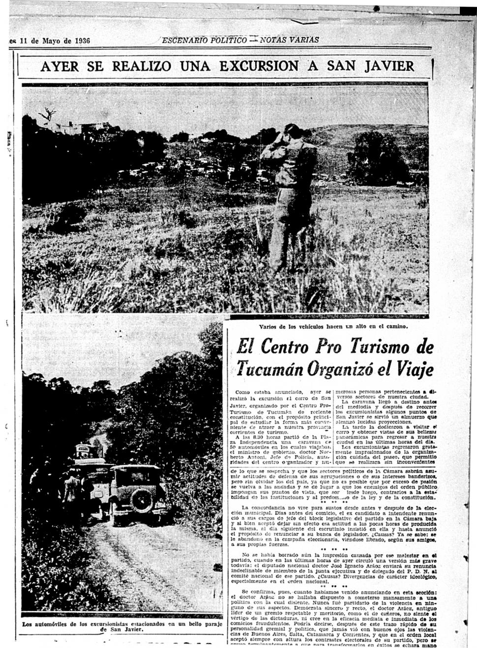 NATURALEZA. El cerro ofrecía paisaje cerca del cielo. Así se ve en esta excursión de1936.