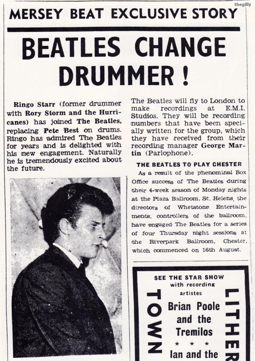 EL IMPACTO. Mersey Beat, la publicación de cabecera entre la juventud de Liverpool, daba la primicia: “¡Los Beatles cambian baterista”. Entra Ringo, sale Pete.