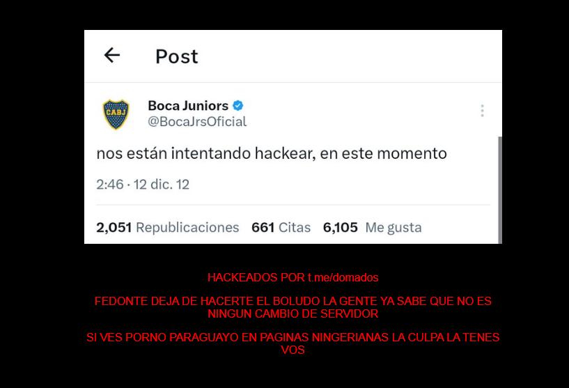 NUEVO MENSAJE. Cerca de la tarde, los hackers confirmaron que tienen el control del sitio.