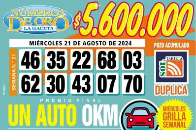 Los Números de Oro de LA GACETA del 21 de agosto de 2024