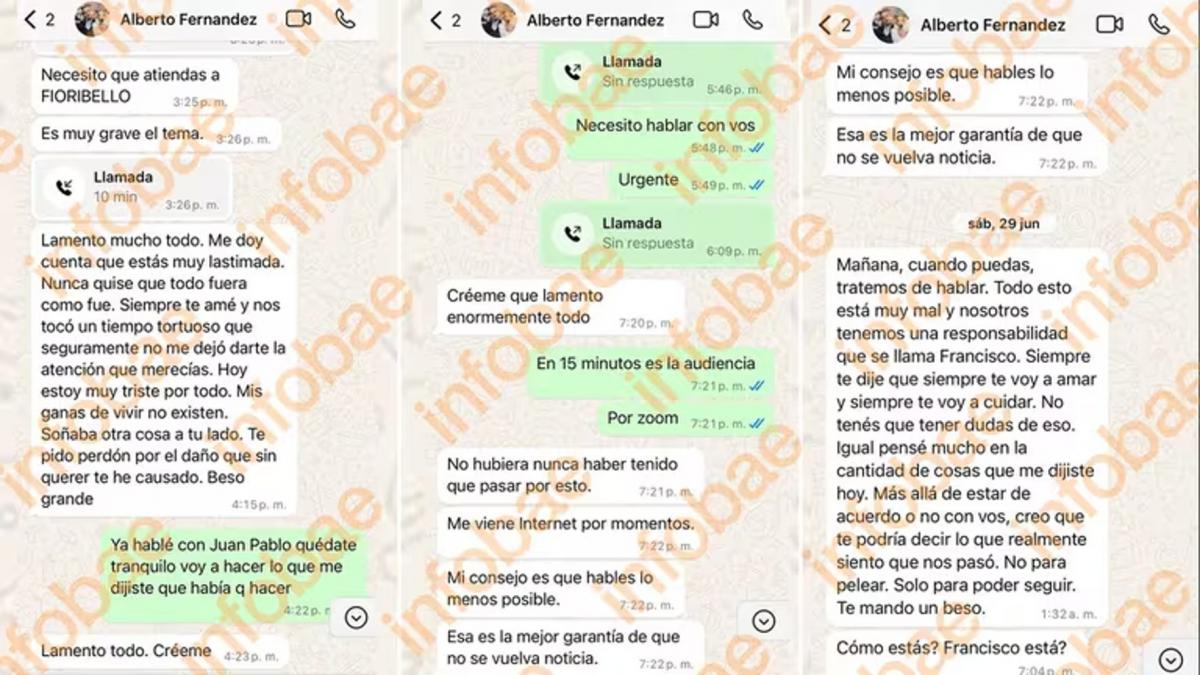 Se filtraron los chats de Alberto Fernández a Fabiola Yáñez el día que desistió de hacer la denuncia