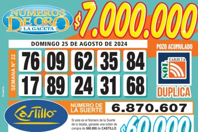 Los Números de Oro de LA GACETA del 25 de agosto de 2024