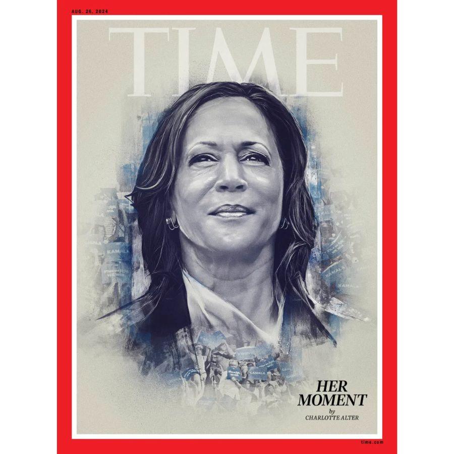 PORTADA DE AGOSTO. Kamala Harris encabezó la última edición de la revista TIME, la cual disparó el comentario de Trump./TIME