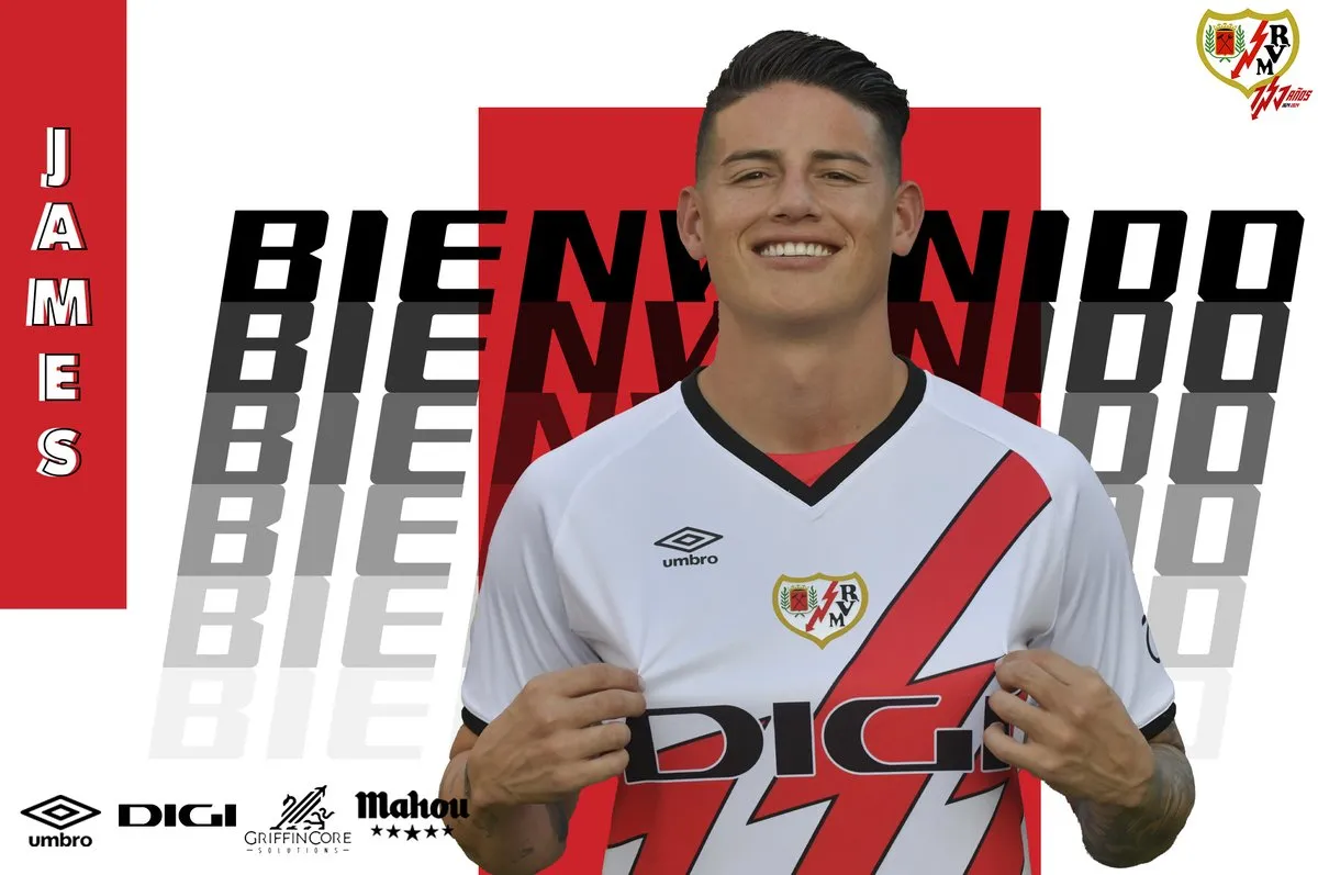 NUEVO EQUIPO. James Rodríguez ya fue presentado de manera oficial con Rayo Vallecano. 