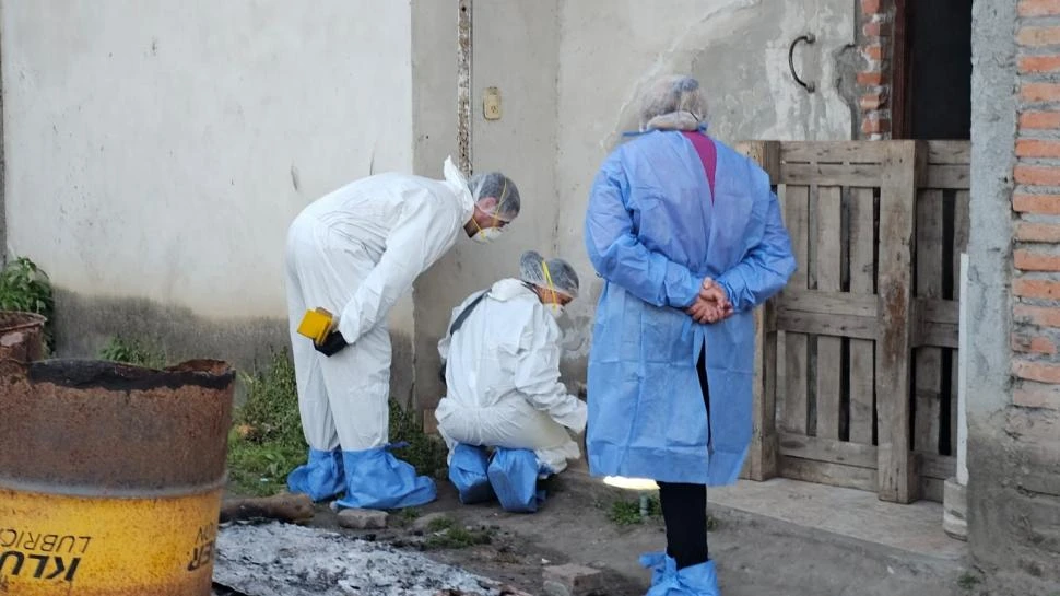 EN PLENA ACTIVIDAD. Los profesionales del ECIF realizan su tarea en el lugar donde el acusado habría quemado el cuerpo de la pequeña Lujan. 