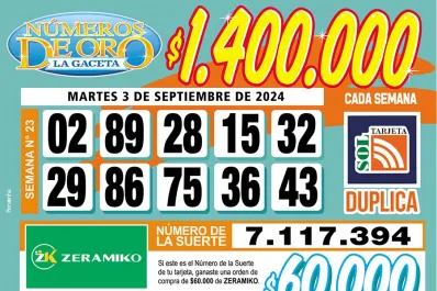 Los Números de Oro de LA GACETA del 3 de septiembre de 2024
